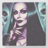 Vintage-Goth-Frau Steinuntersetzer (Vorderseite)