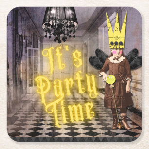 Vintage-Goth-Halloween-Kostenparty Rechteckiger Pappuntersetzer