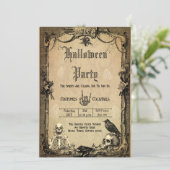 Vintage Goth Halloween seltsame, individuelle Einl Einladung (Stehend Vorderseite)