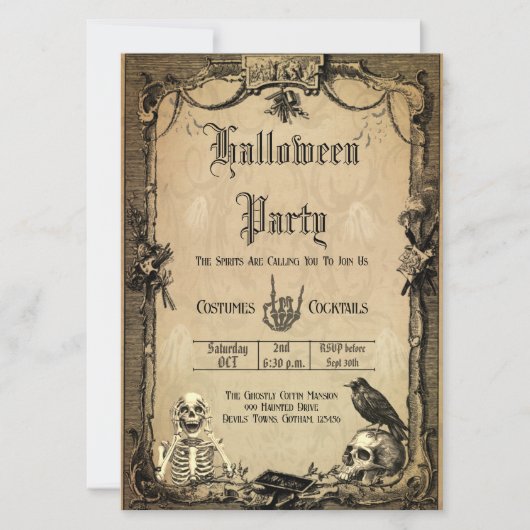 Vintage Goth Halloween seltsame, individuelle Einl Einladung (Vorderseite)