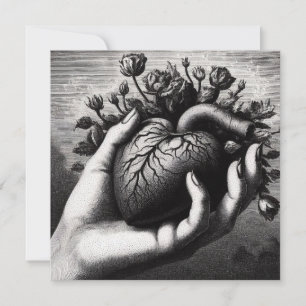 Vintage-Goth-Herz-Valentinstag-Retro-Horror Karte