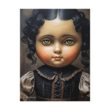 Vintage-Goth-Puppe Postkarte – Seltsamer Charme
