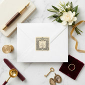 Vintage Gothic Arch Heraldic Crest Wedding  Quadratischer Aufkleber