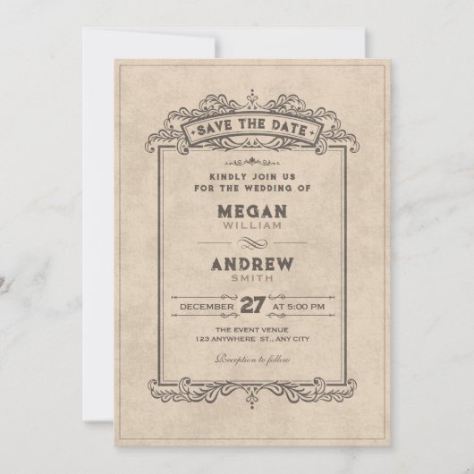 Vintage gothic arch save the date (Vorderseite)