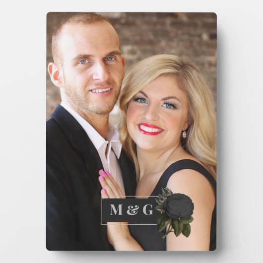 Vintage Gothic Black Rose Hochzeitmonographie Fotoplatte (Vorderseite)