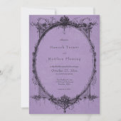 Vintage Gothic Black Toile Purple Wedding Einladung (Vorderseite)