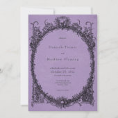 Vintage Gothic Black Toile Purple Wedding Einladung (Vorderseite)