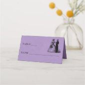 Vintage Gothic Black Toile Skeleton Purple Wedding Platzkarte (Vorderseite)