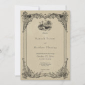 Vintage Gothic Black Toile Skull Tan Wedding Einladung (Vorderseite)