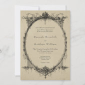 Vintage Gothic Black Toile Tan Wedding Einladung (Vorderseite)