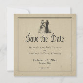 Vintage Gothic Black Toile Tan Wedding Save The Date (Vorderseite)