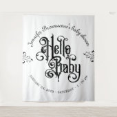 Vintage Gothic Dark Hello Baby Shower Hintergrund Wandteppich (Vorderseite)