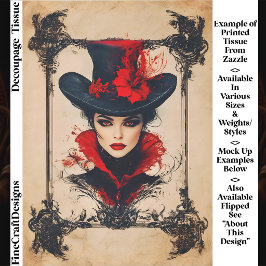 Vintage Gothic Femme Fatale Villain FH8R Decoupage Seidenpapier