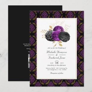 Vintage Gothic Floral QR Code UAWG Wedding Einladung