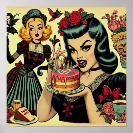 Vintage Gothic Girls Poster (Vorne)