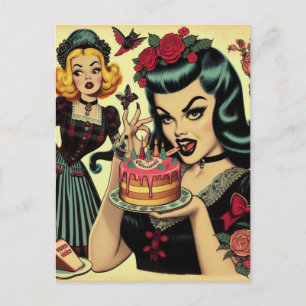 Vintage Gothic Girls Postkarte
