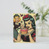 Vintage Gothic Girls Postkarte (Stehend Vorderseite)