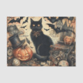 Vintage Gothic Halloween Black Cat Seidenpapier (Vorderseite)