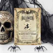 Vintage-Gothic-Halloween-Party-Einladung | Hexe