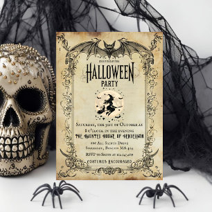 Vintage-Gothic-Halloween-Party-Einladung Hexe Einladung