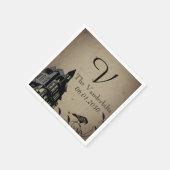 Vintage Gothic House Monogram Wedding Serviette (Ecke)