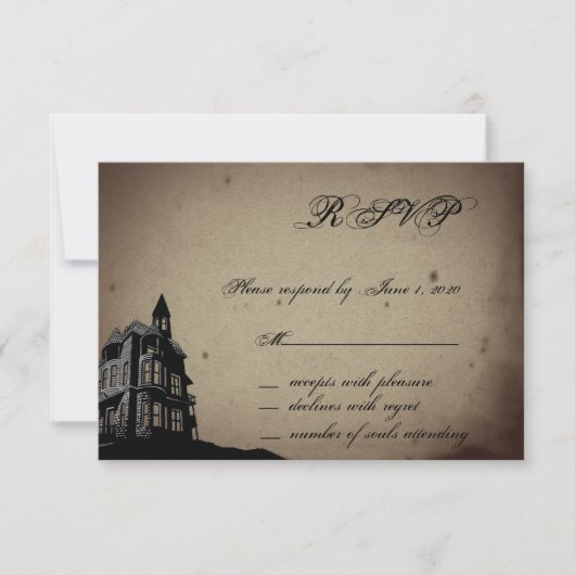 Vintage Gothic House Wedding Response Card RSVP Karte (Vorderseite)