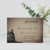 Vintage Gothic House Wedding Response Card RSVP Karte (Stehend Vorderseite)