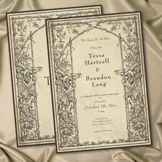 Vintage Gothic Medieval Vine Parchment Wedding Einladung