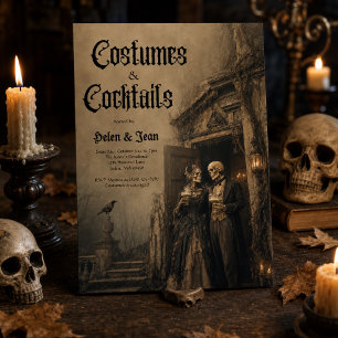 Vintage-Gothic-Paar-Halloween-Kostüm-Cocktail Einladung