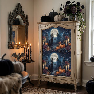 Vintage Gothic Schwarze Katze Mitternachtsblau Dec Seidenpapier