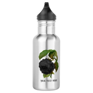 Vintage Gothic Schwarze Rosen Personalisiert Edelstahlflasche
