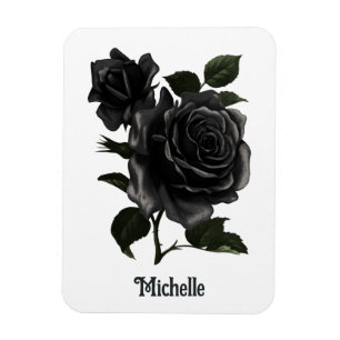 Vintage Gothic Schwarze Rosen Personalisiert Magnet