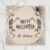 Vintage Gothic Skeletons Spider Halloween-Party Geschenkanhänger (Vorderseite)