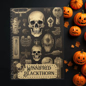 Vintage Gothic Skulls, unheimlich Halloween Monogr Notizblock
