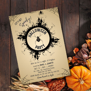 Vintage-Gothic-Spinnennetz-Halloween-Party Einladung