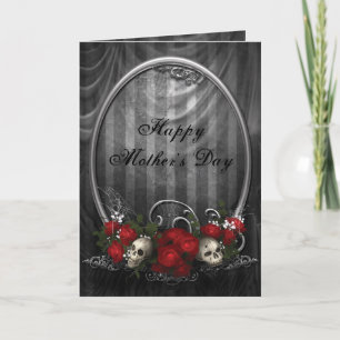 Vintage Gothic Totenköpfe und Rosen zum Muttertag Karte