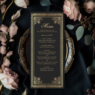 Vintage Gothic-Viktorianische Hochzeit Menükarte