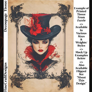 Vintage-Gothik-Femme-Fatale-Bösewicht FH8L Dekoupa Seidenpapier