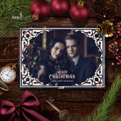 Vintage-Gotik-Foto-Flach-Festtagskarte Feiertagskarte