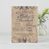 Vintage Gotik, Halloween-Kinderdusche Einladung (Stehend Vorderseite)