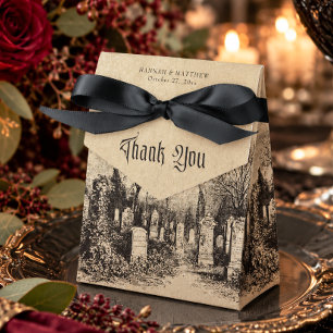 Vintage-Gotisch-Schwarze-Toile-Tan-Hochzeit-Gräber Geschenkschachtel