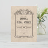 Vintage-gotische Bogen-Brautparty Einladung (Stehend Vorderseite)