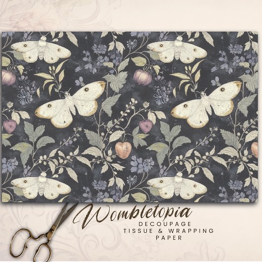 Vintage gotische botanische Moth Halloween-Dekoupa Seidenpapier