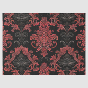 Vintage gotische Damaskus-Rot- und Schwarz-Dekoupa Seidenpapier