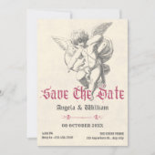 Vintage gotische Engelhochzeit Save The Date (Vorderseite)