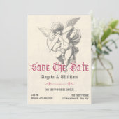 Vintage gotische Engelhochzeit Save The Date (Stehend Vorderseite)