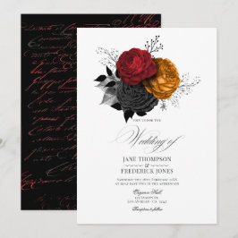 Vintage gotische Halloween-Blumengestalt Einladung