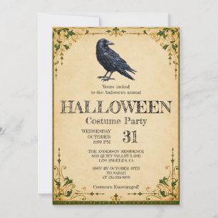 Vintage-Gotische Halloween-Kostüm-Party-Einladung Einladung