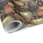 Vintage gotische Halloween-Monster und Kürbiskins Geschenkpapier (Rolleneckpunkt)