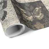 Vintage Gotische Halloween-Moth-Collage Geschenkpapier (Rolleneckpunkt)